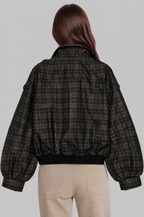 Check Oversized Bomber Jacket Audrey Calvero