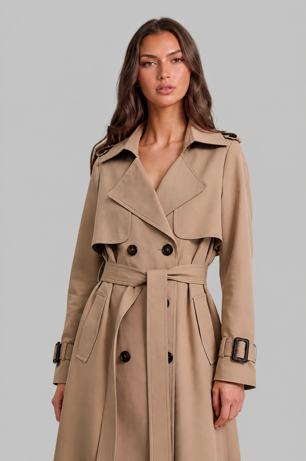 Long Double Breasted Trench Coat Audrey Calvero