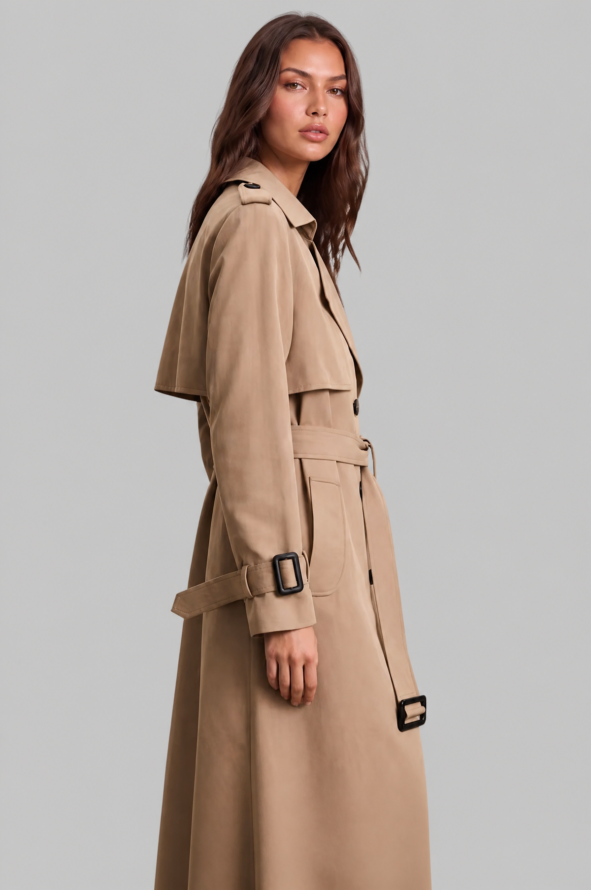 Long Double Breasted Trench Coat Audrey Calvero
