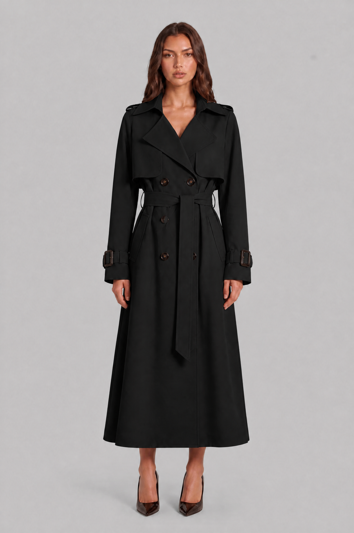 Long Double Breasted Trench Coat Audrey Calvero