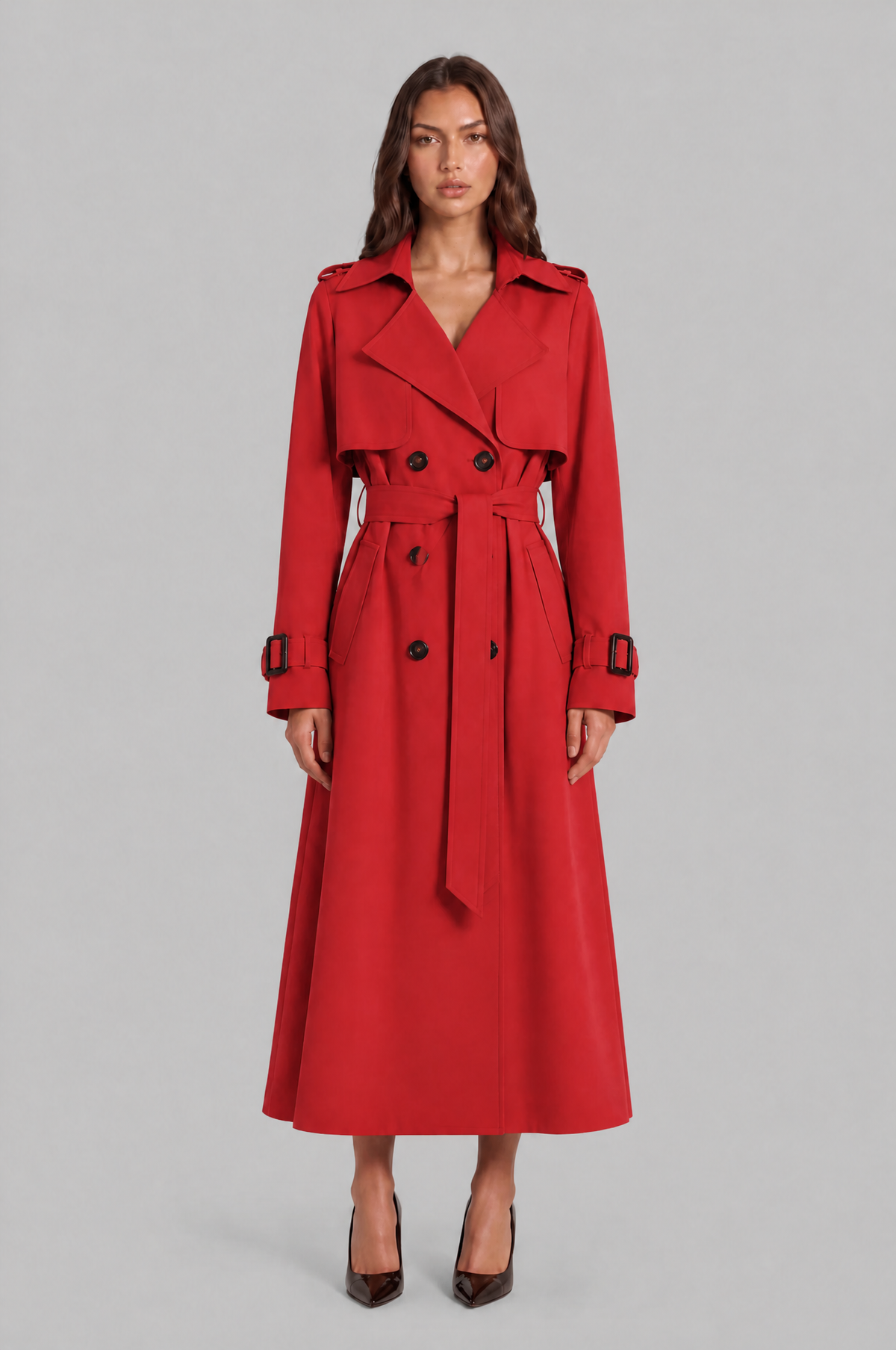 Long Double Breasted Trench Coat Audrey Calvero