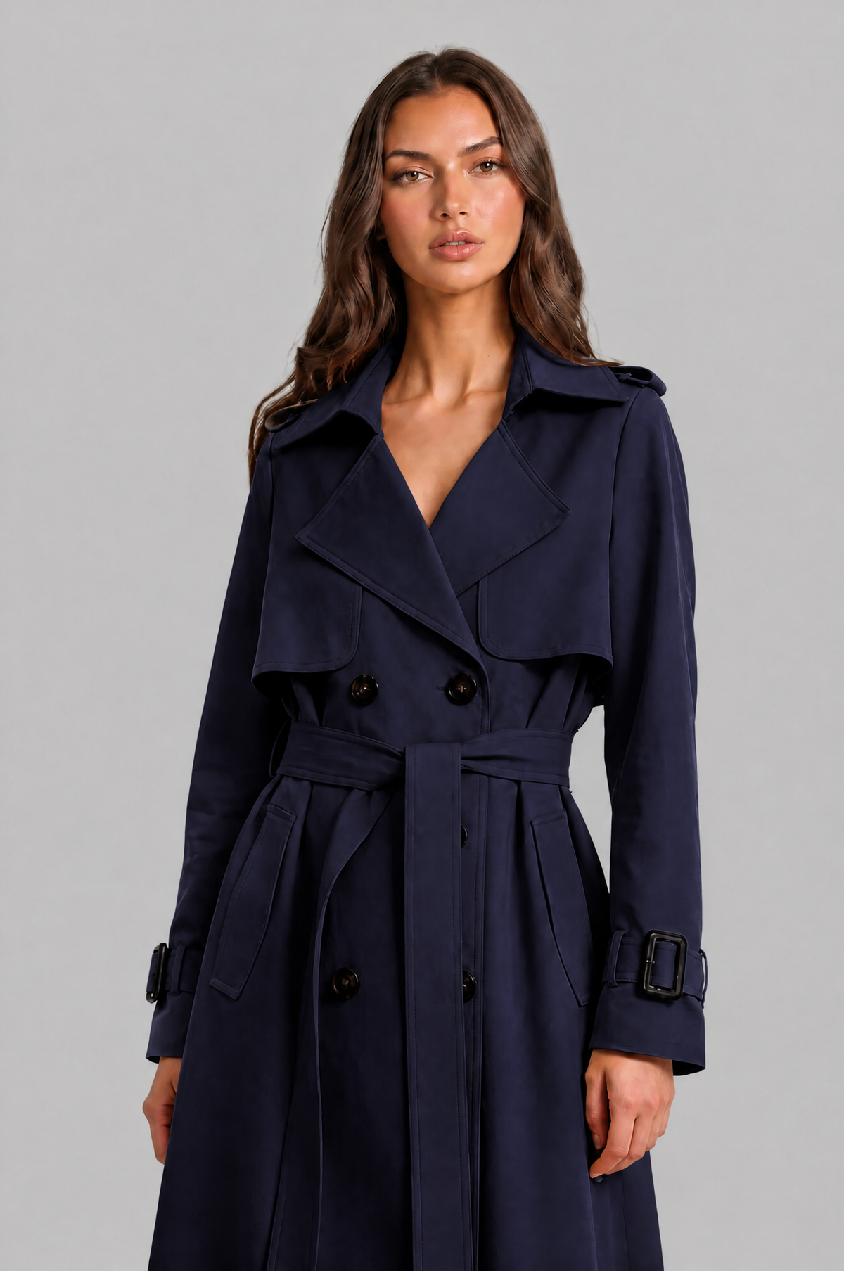 Long Double Breasted Trench Coat Audrey Calvero