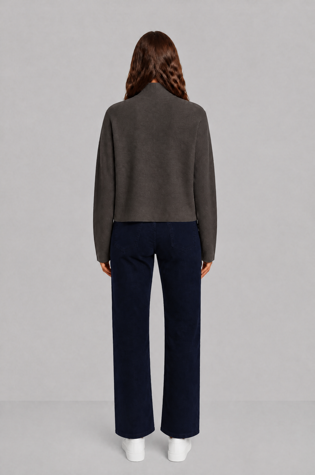 Zip Through Knit Cardigan with Funnel Neck Audrey Calvero