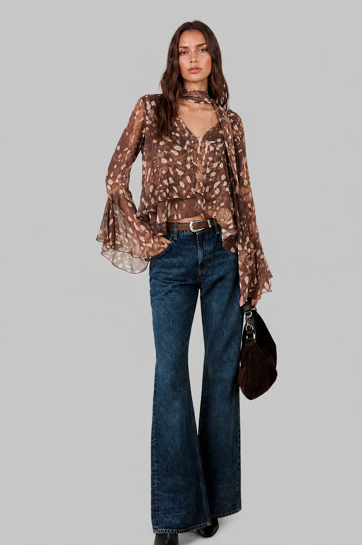 Bambi Neck Blouse with Flared Sleeves Audrey Calvero