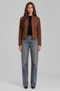 Military Button Suede Jacket Audrey Calvero