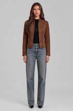 Military Button Suede Jacket Audrey Calvero