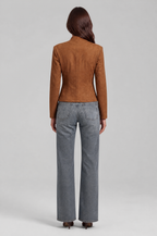 Military Button Suede Jacket Audrey Calvero