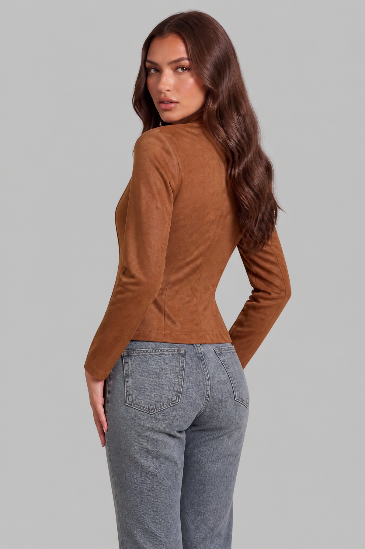 Military Button Suede Jacket Audrey Calvero
