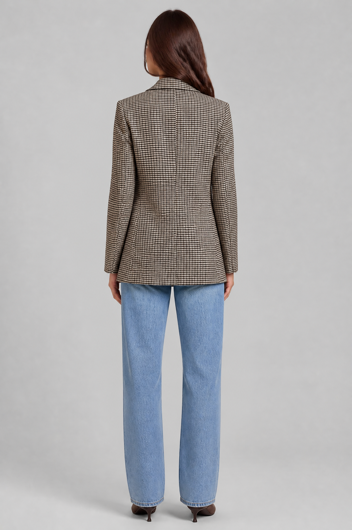 Houndstooth Double Breasted Blazer Audrey Calvero