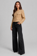 Collarless Cropped Jacket Audrey Calvero