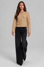 Collarless Cropped Jacket Audrey Calvero