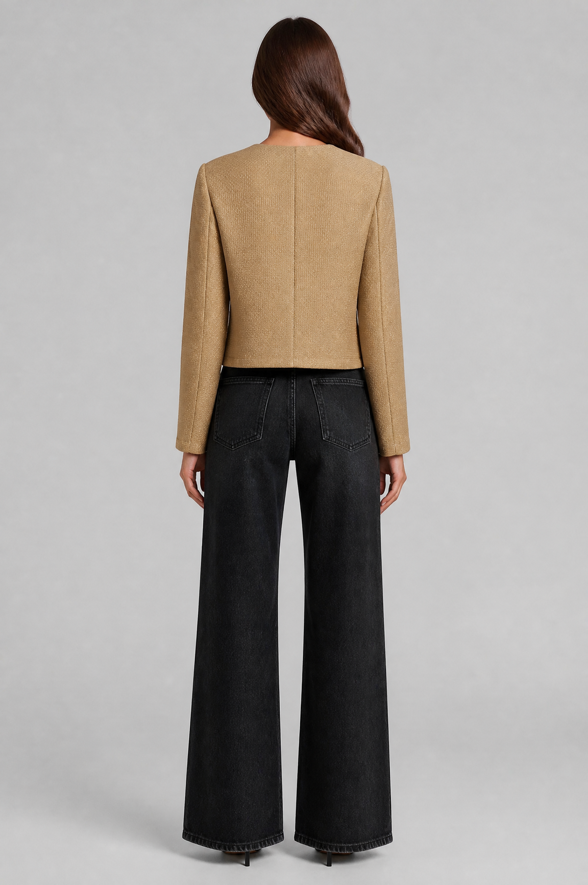 Collarless Cropped Jacket Audrey Calvero