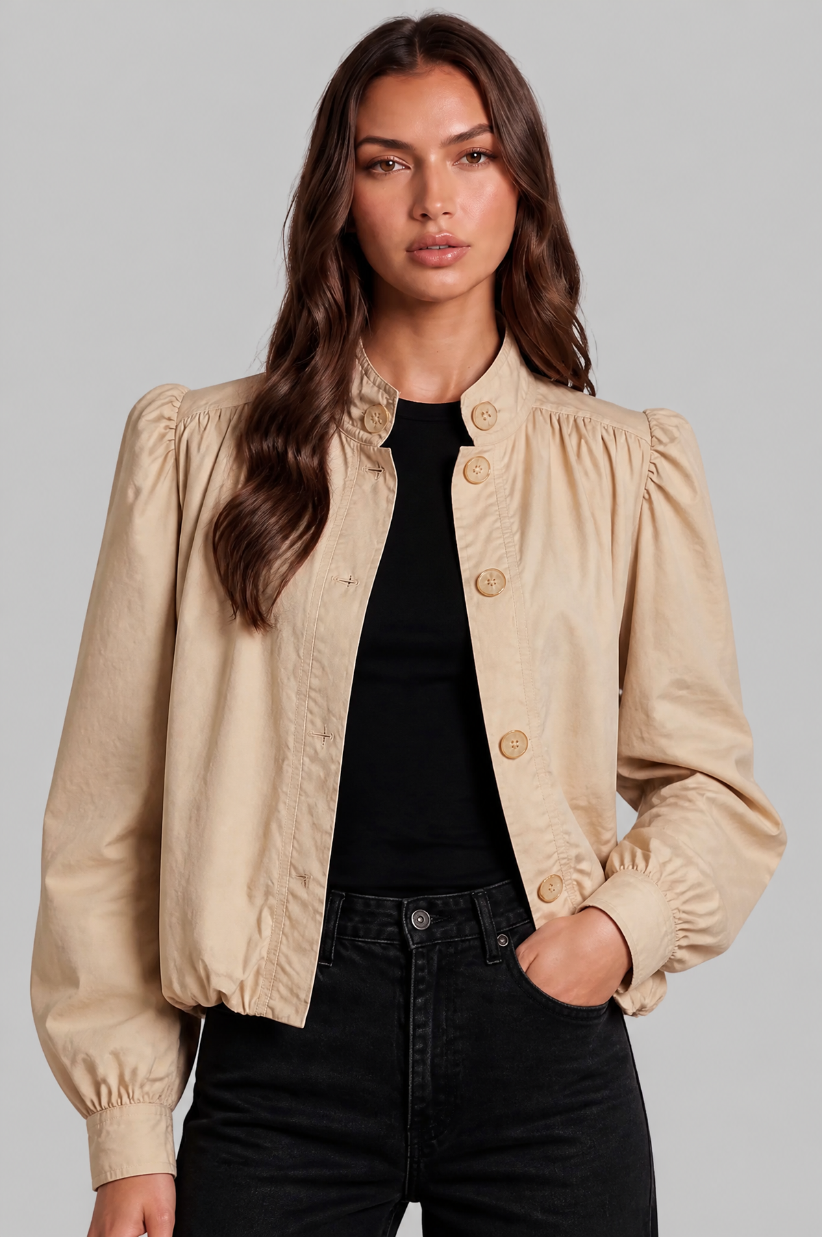 Puff Sleeve Cropped Jacket Audrey Calvero