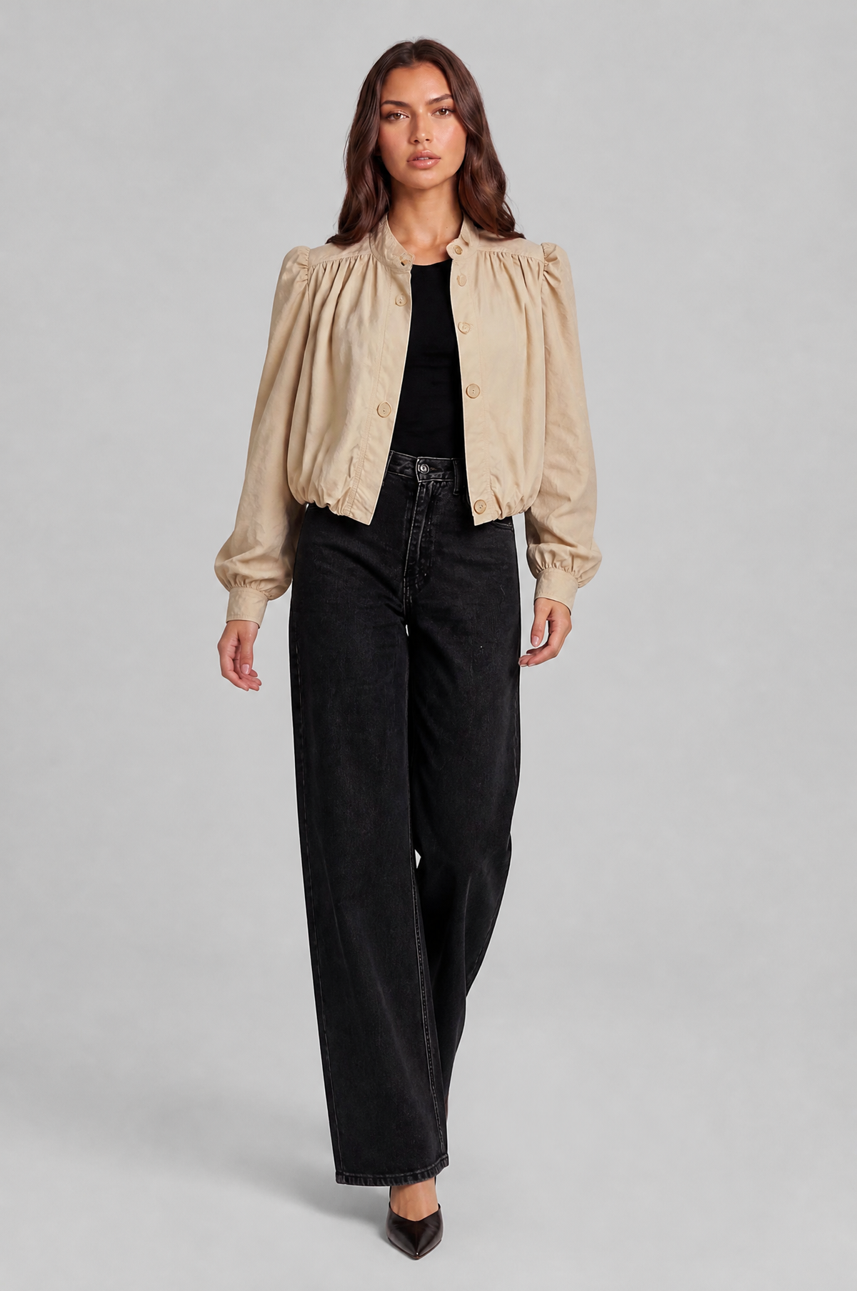 Puff Sleeve Cropped Jacket Audrey Calvero