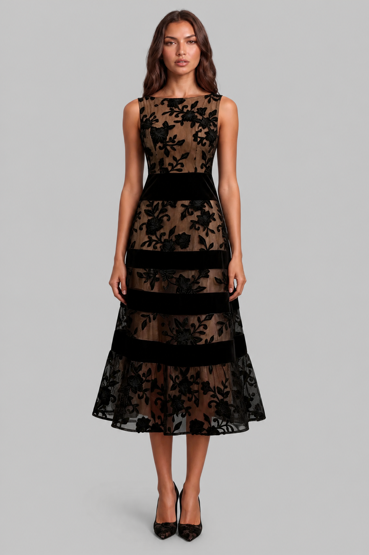 Wedding Guest Dress Women Floral Lace Midi Audrey Calvero