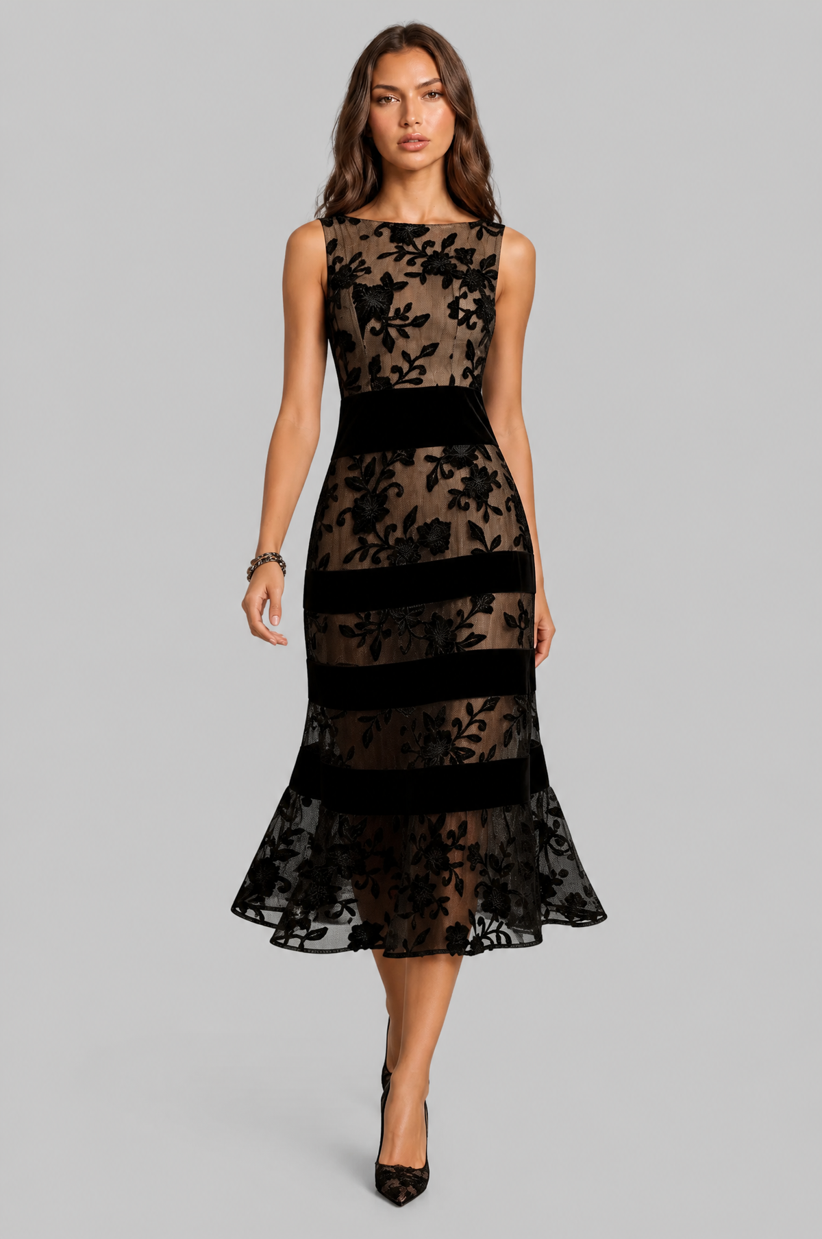 Wedding Guest Dress Women Floral Lace Midi Audrey Calvero