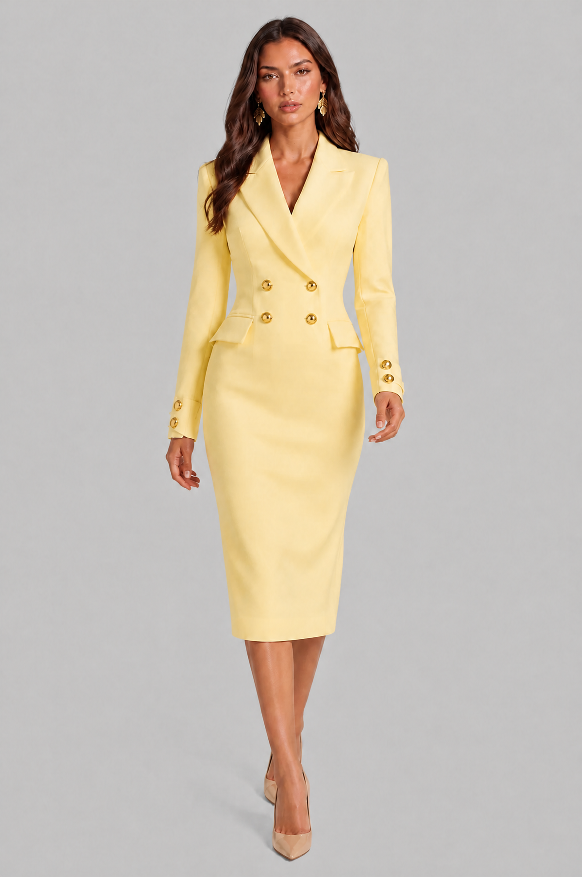 Double Breasted Blazer Dress Women Midi Audrey Calvero