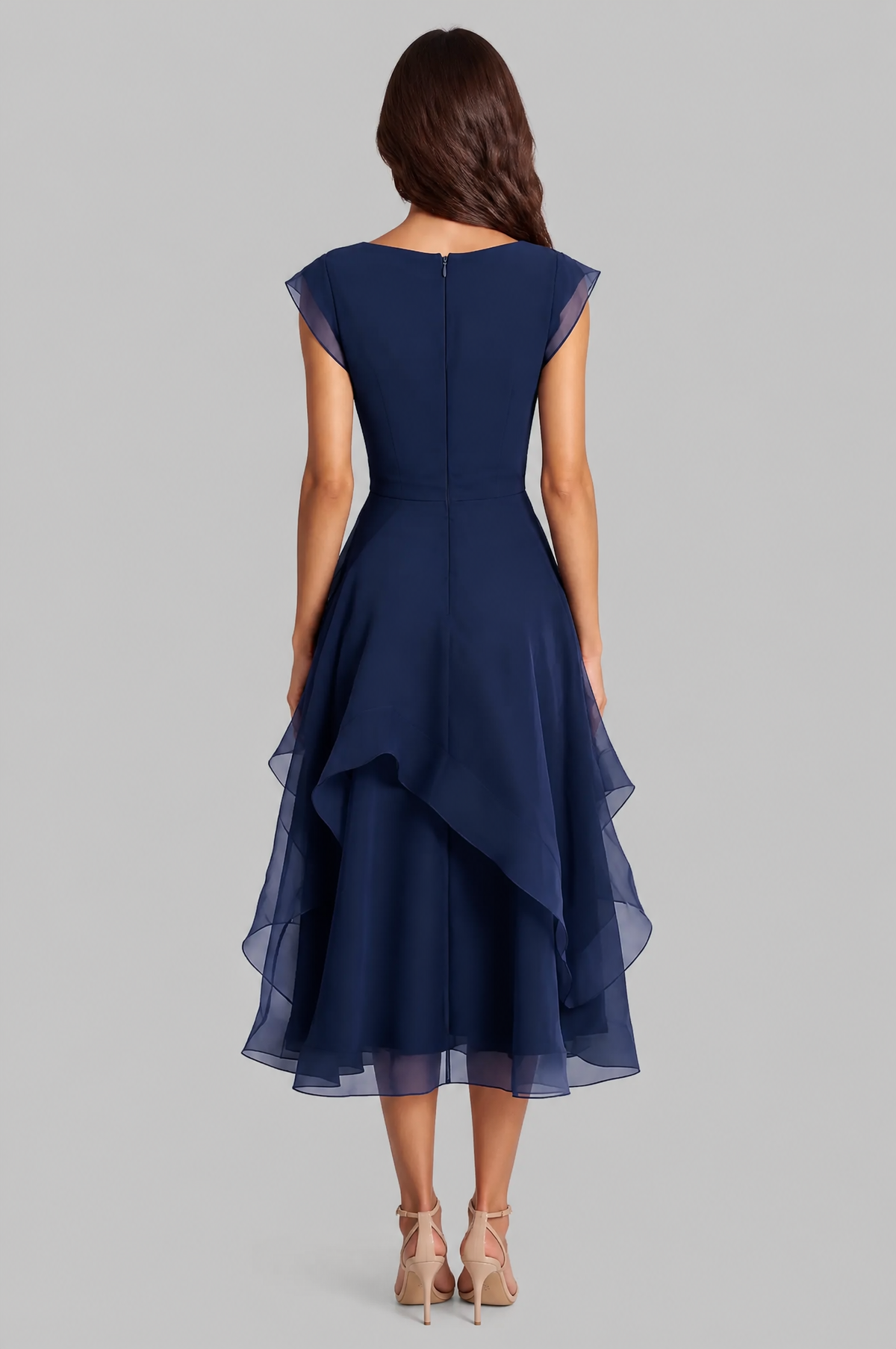 Layered Ruffle Wedding Guest Dress Women Midi Audrey Calvero