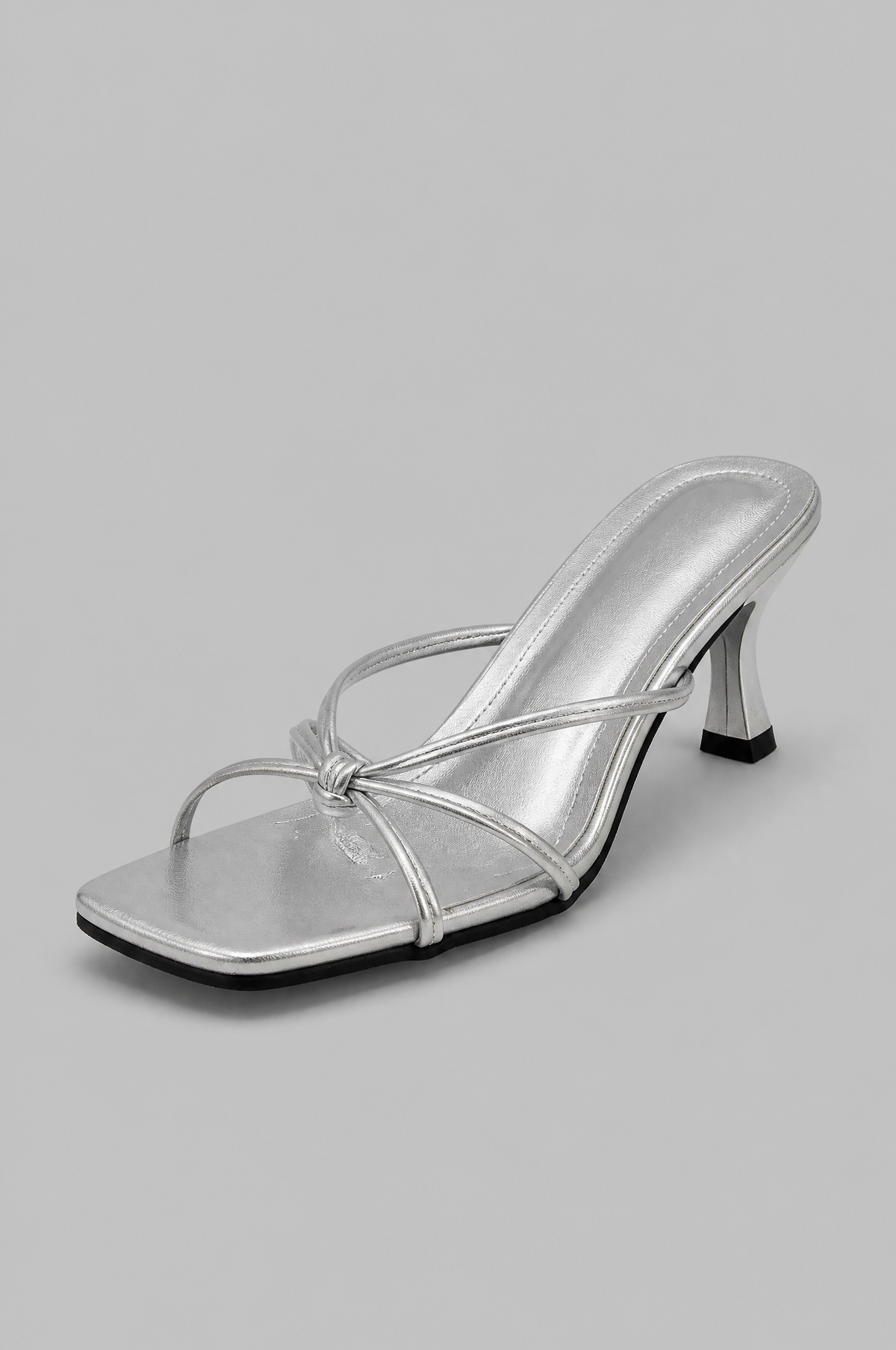 Strappy Knot Heeled Mules Women Square Toe Noor Laurent
