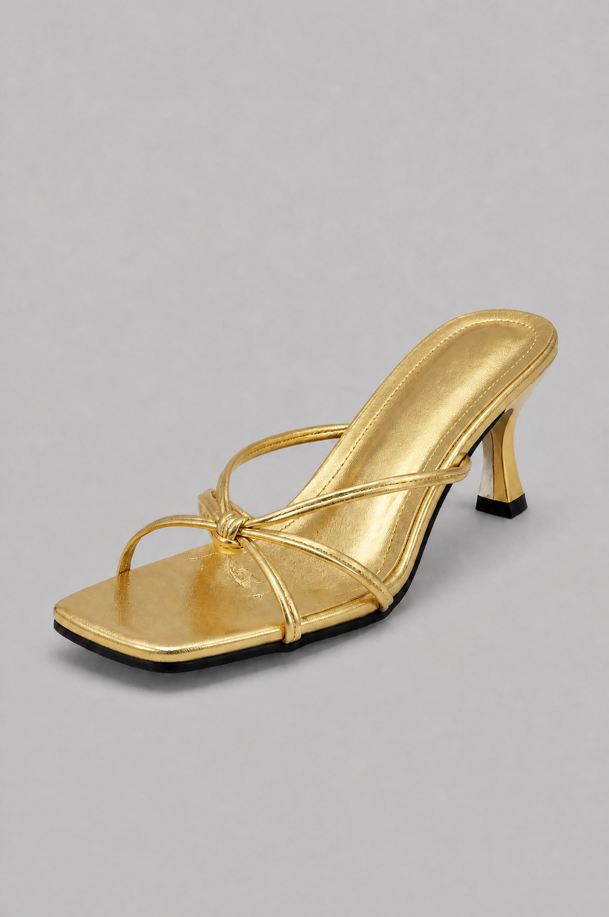 Strappy Knot Heeled Mules Women Square Toe Noor Laurent