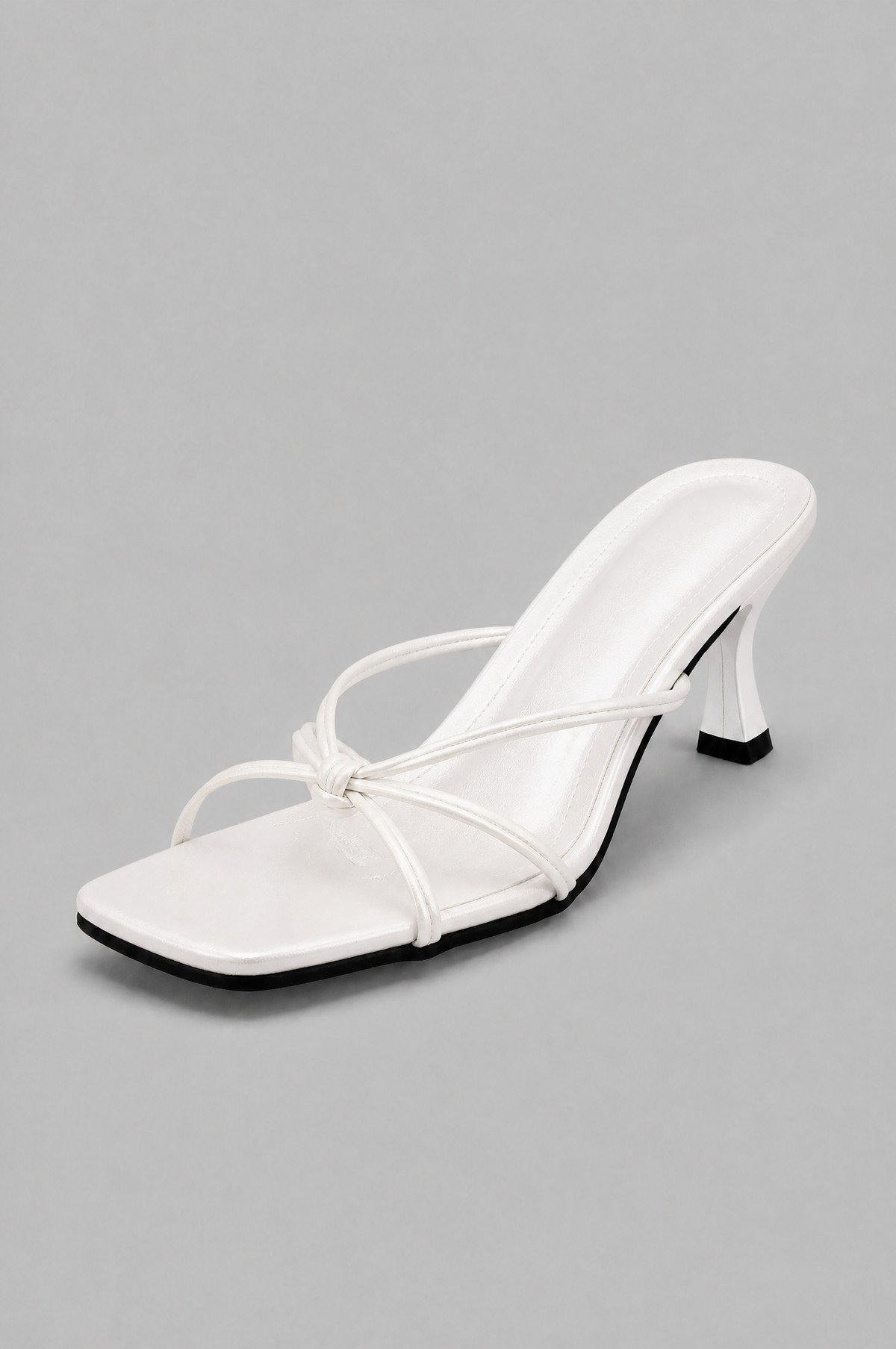 Strappy Knot Heeled Mules Women Square Toe Noor Laurent