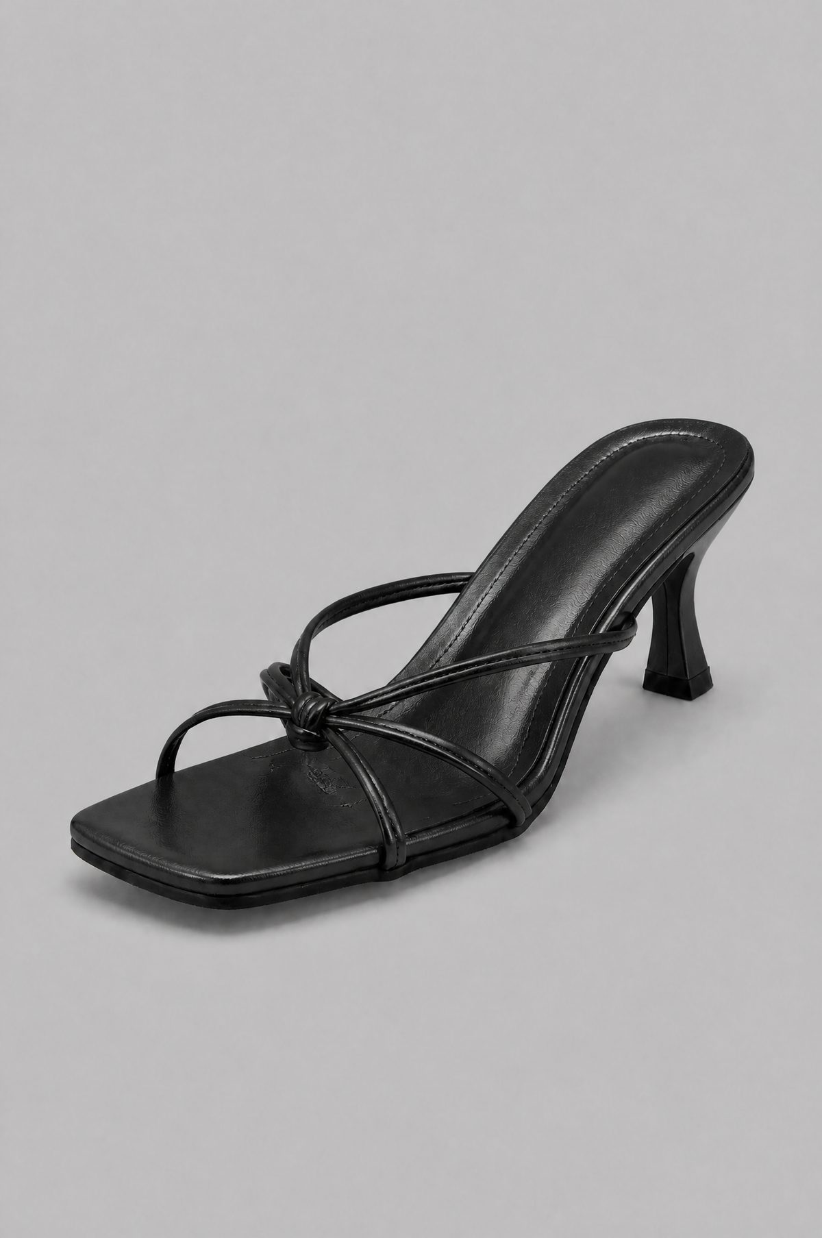 Strappy Knot Heeled Mules Women Square Toe Noor Laurent