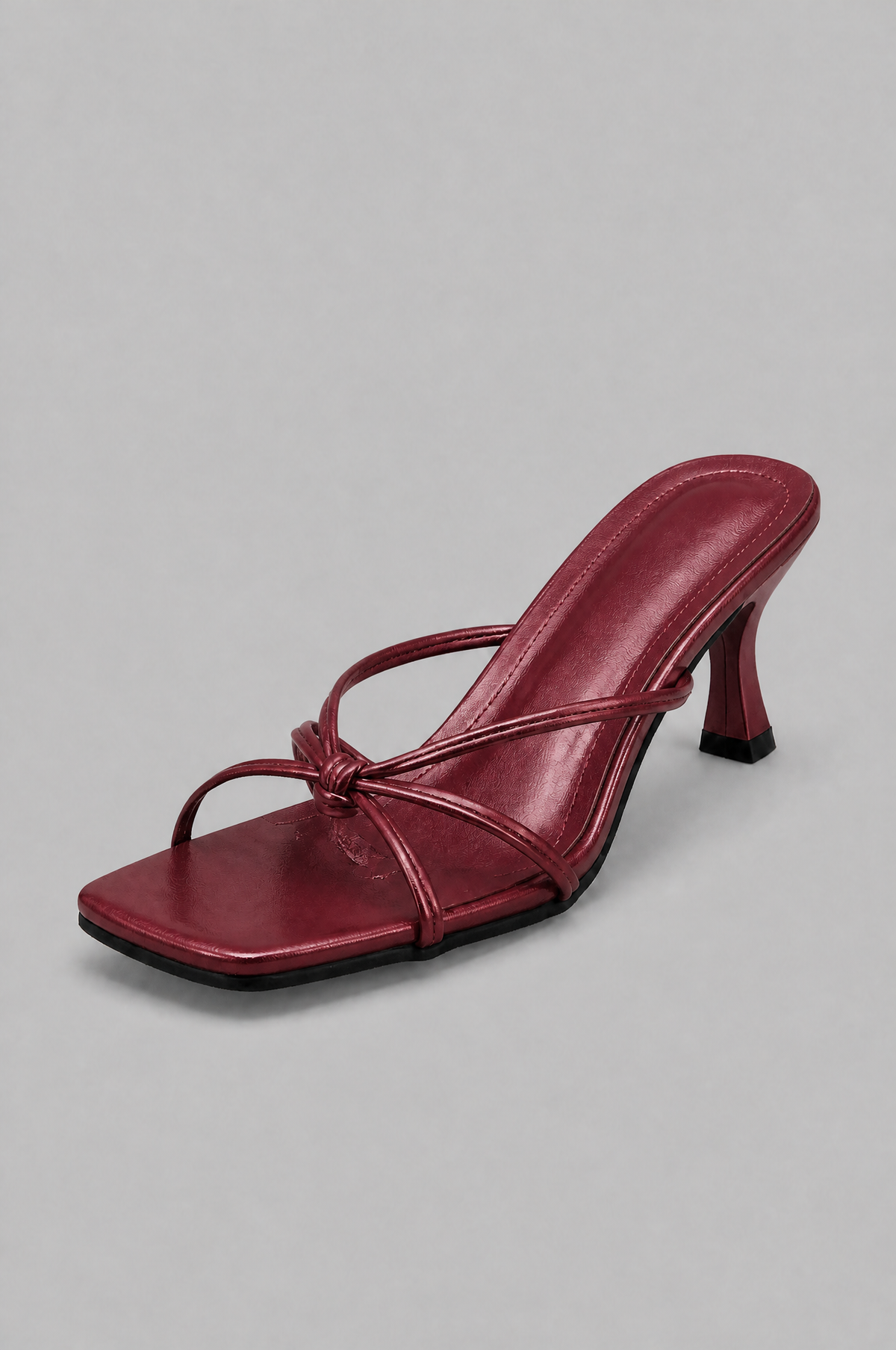 Strappy Knot Heeled Mules Women Square Toe Noor Laurent