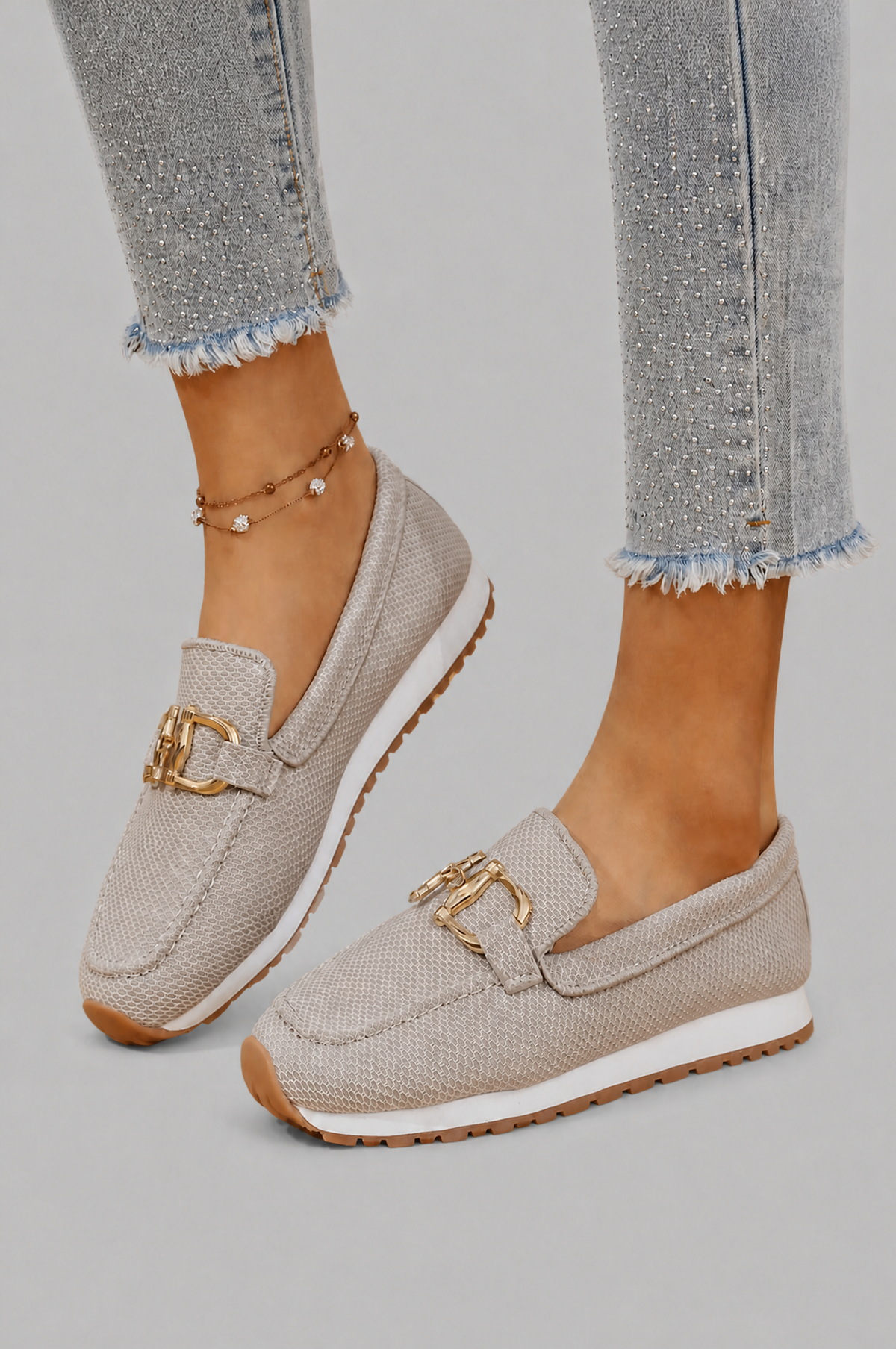 Slip On Loafers Women Golden Buckle Noor Laurent