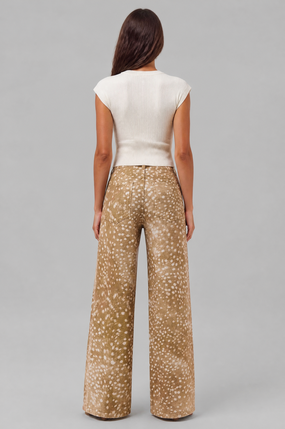 Bambi Spotted Print Wide Leg Jeans Women Audrey Calvero