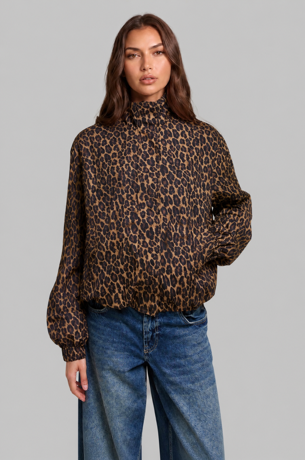 Leopard Print Padded Bomber Jacket Women Audrey Calvero