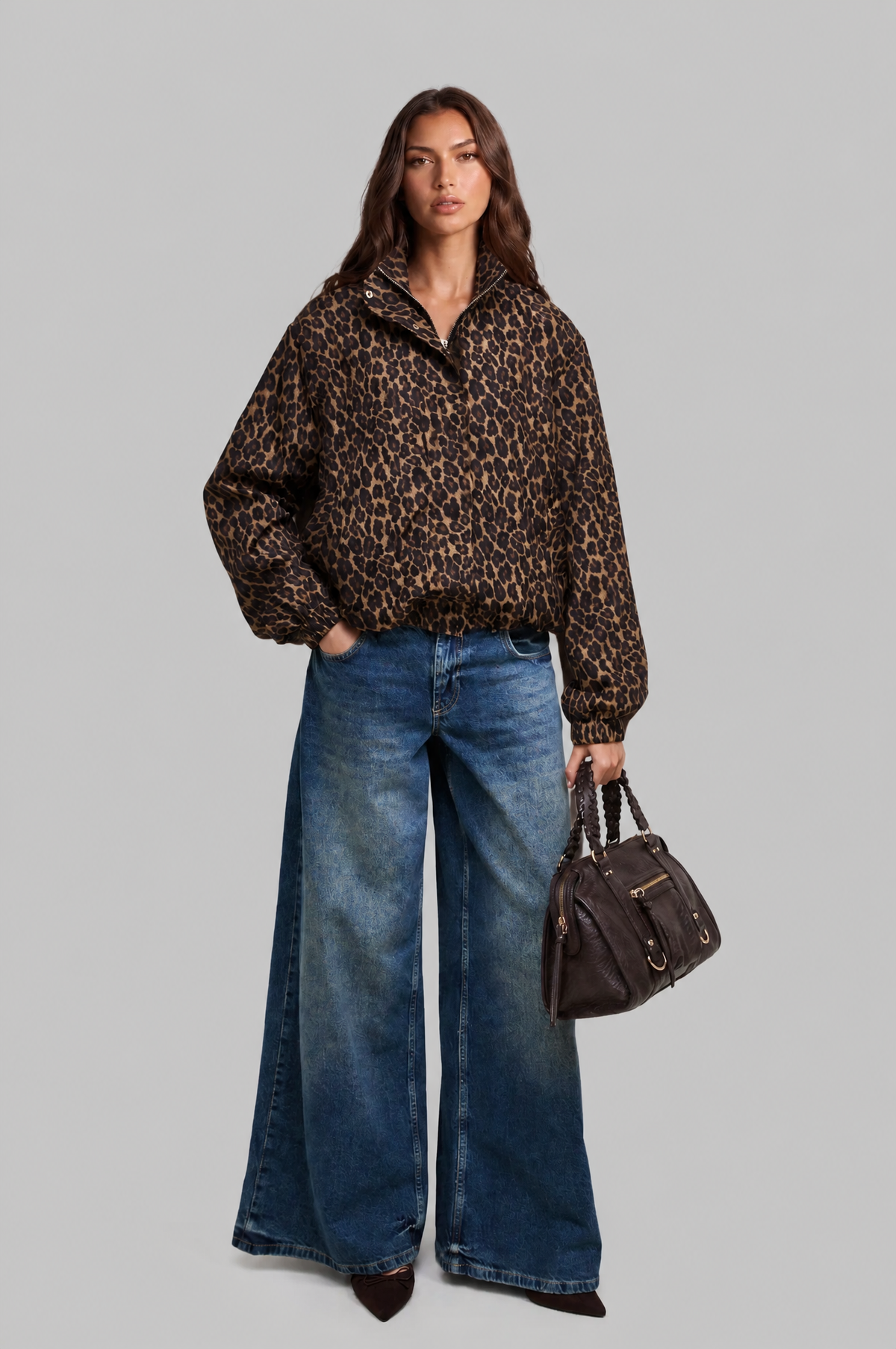 Leopard Print Padded Bomber Jacket Women Audrey Calvero