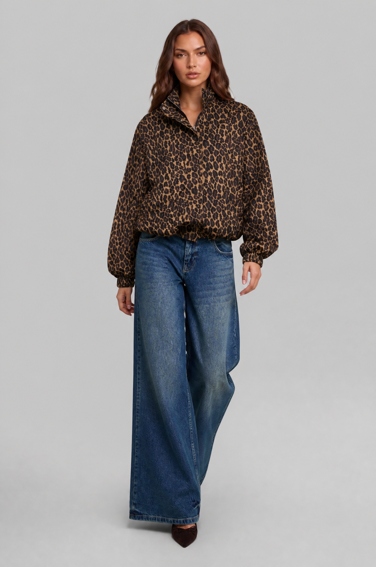 Leopard Print Padded Bomber Jacket Women Audrey Calvero