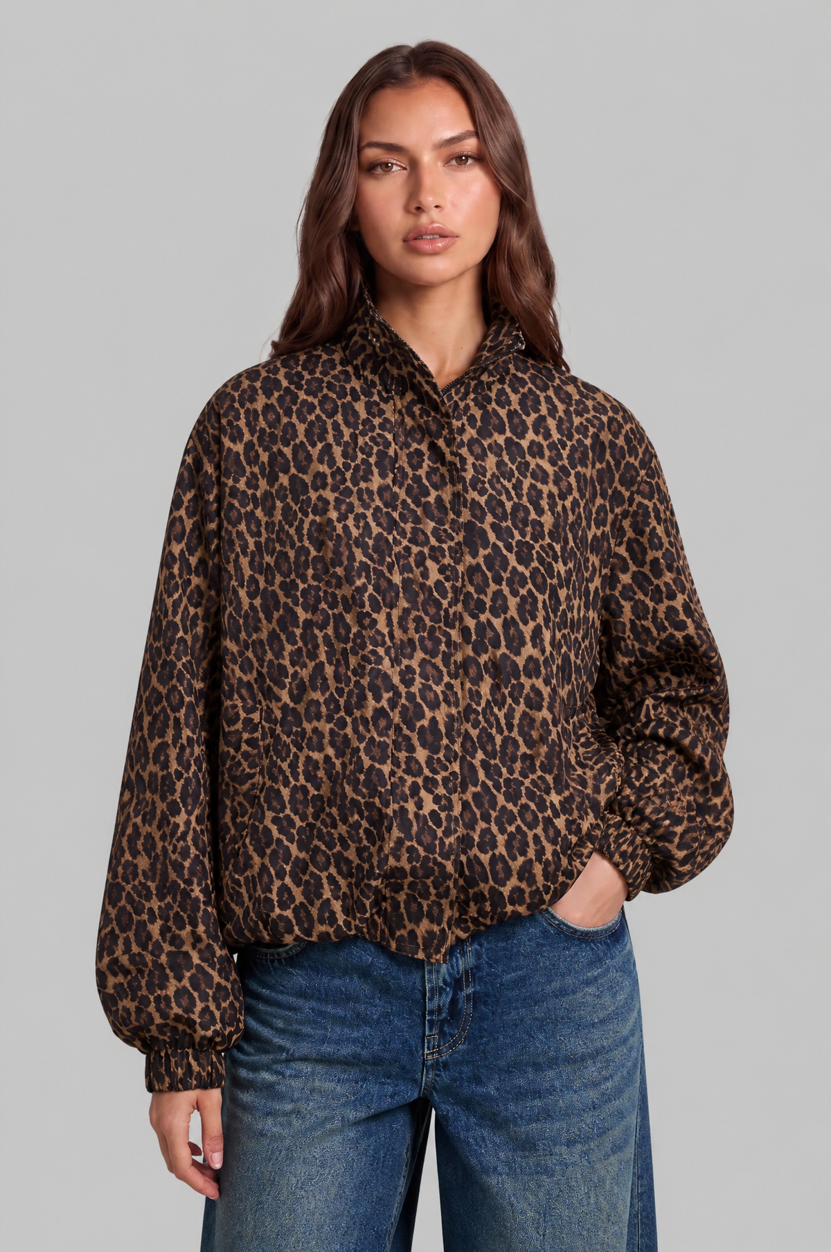 Leopard Print Padded Bomber Jacket Women Audrey Calvero
