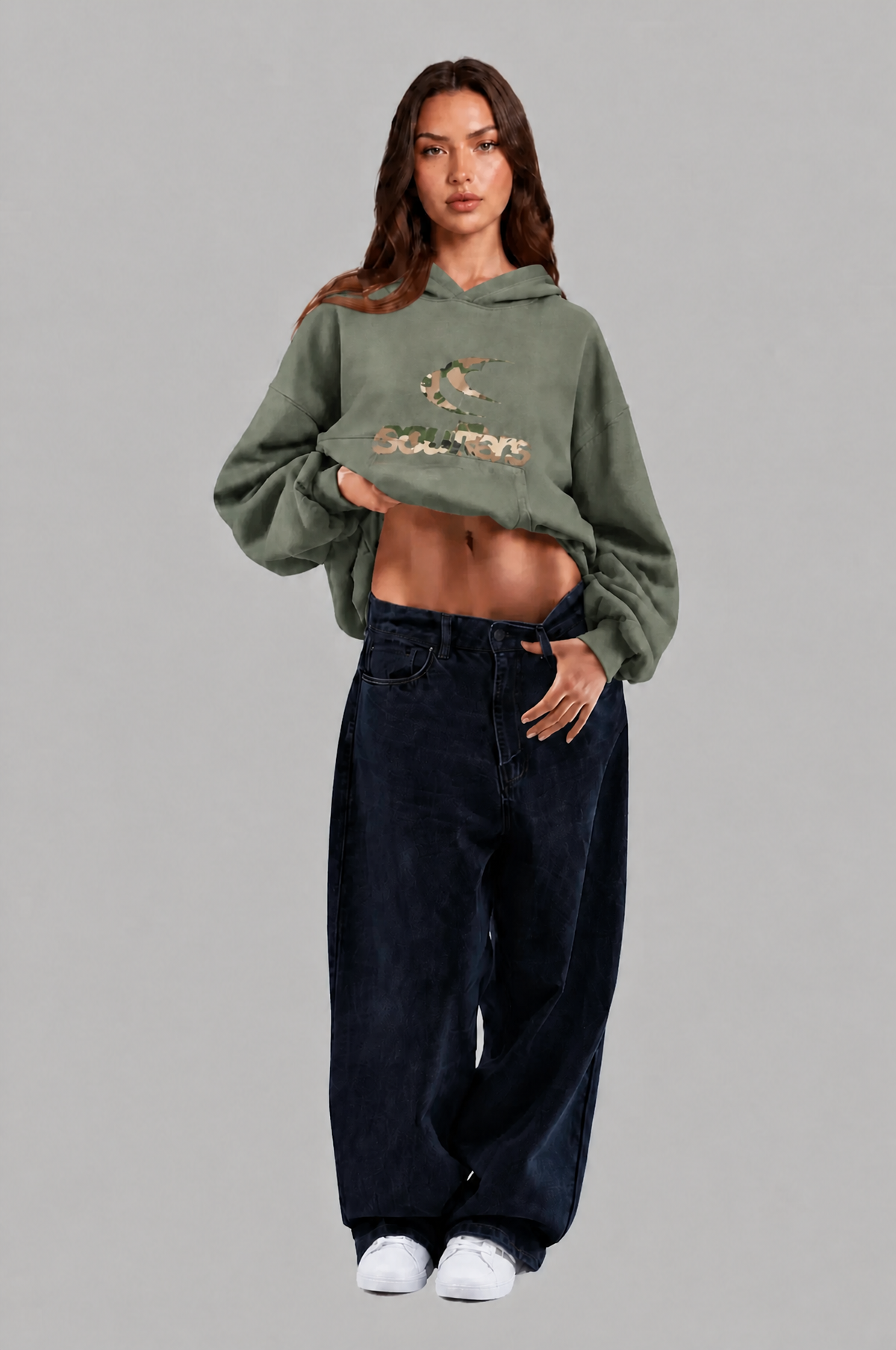 Oversized Leopard Print Logo Pullover Hoodie Audrey Calvero