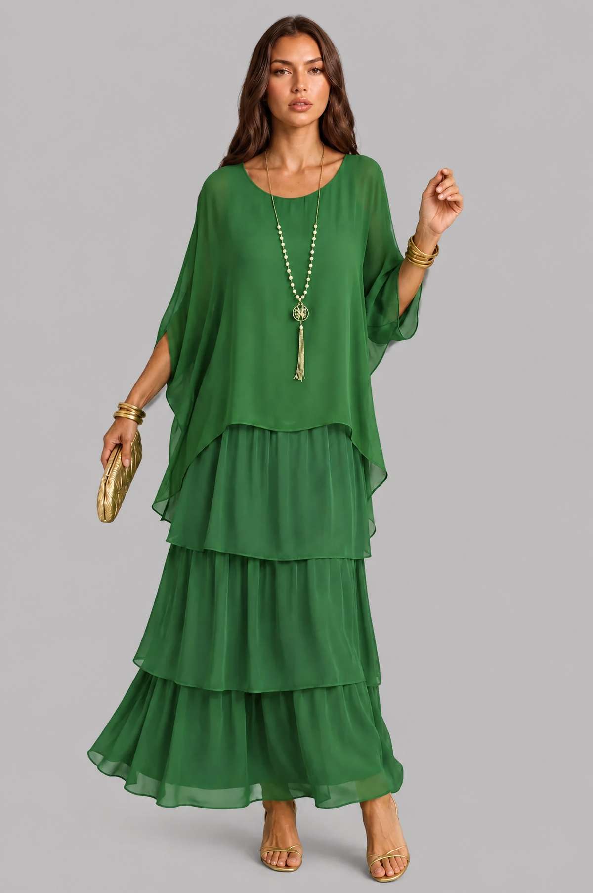 Tiered Chiffon Maxi Dress Audrey Calvero