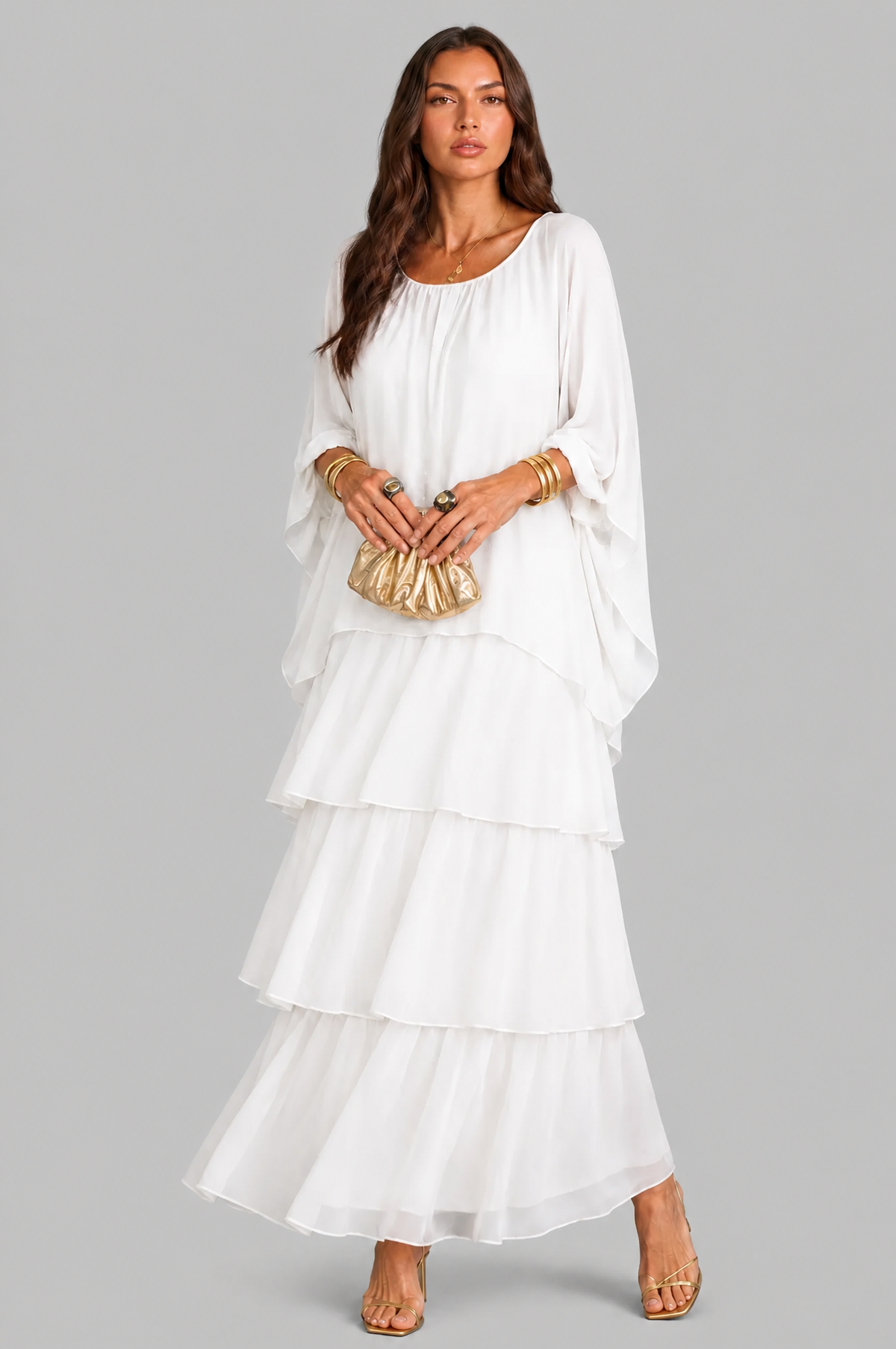 Tiered Chiffon Maxi Dress Audrey Calvero