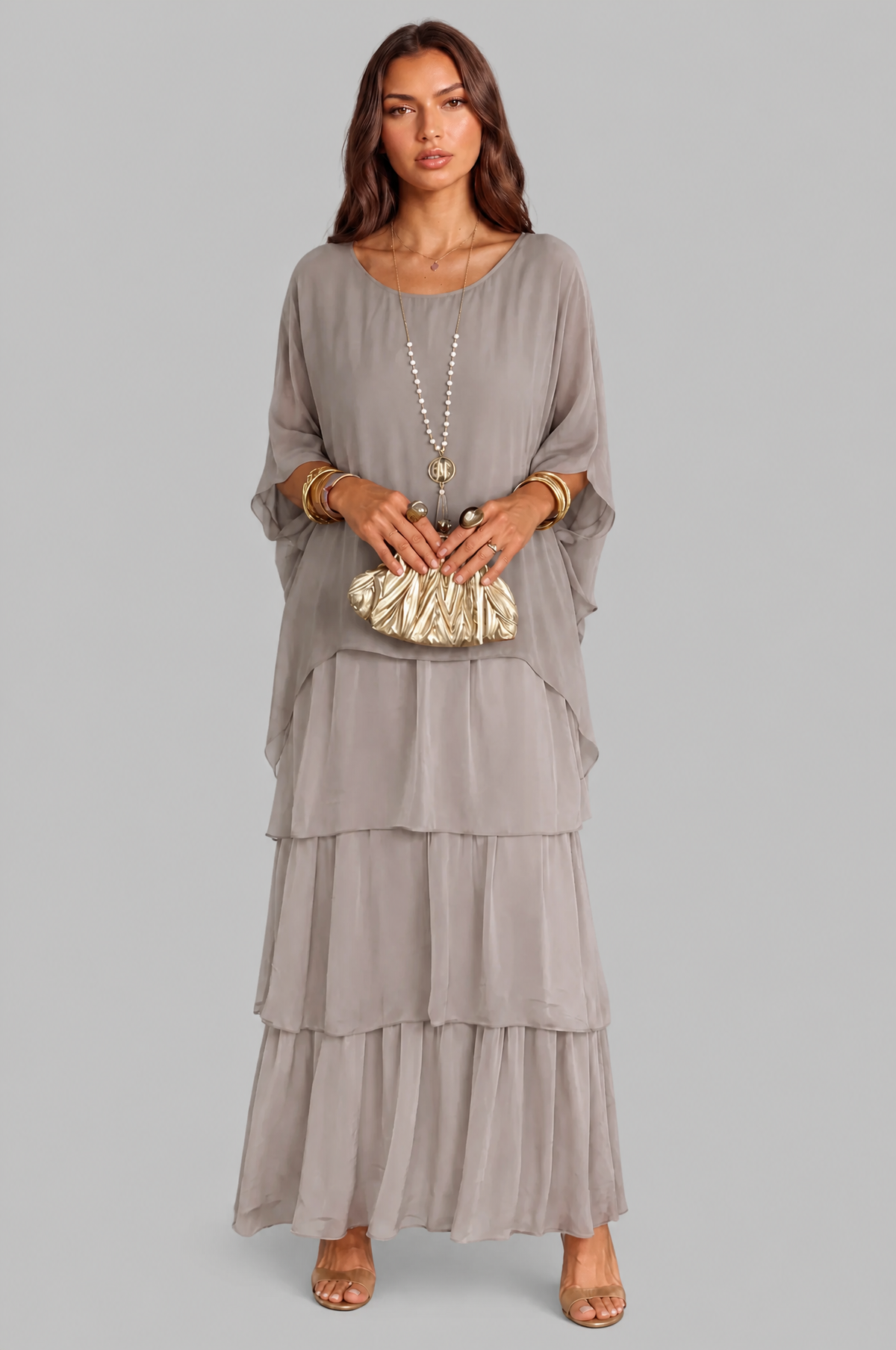 Tiered Chiffon Maxi Dress Audrey Calvero