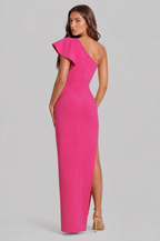 One Shoulder Ruffle Split Maxi Dress Audrey Calvero