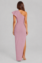 One Shoulder Ruffle Split Maxi Dress Audrey Calvero