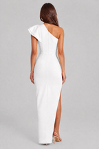One Shoulder Ruffle Split Maxi Dress Audrey Calvero