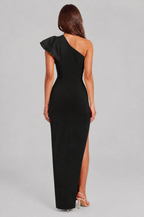 One Shoulder Ruffle Split Maxi Dress Audrey Calvero