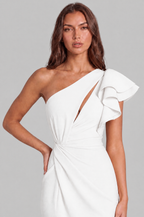 One Shoulder Ruffle Split Maxi Dress Audrey Calvero