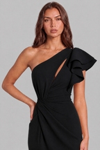 One Shoulder Ruffle Split Maxi Dress Audrey Calvero