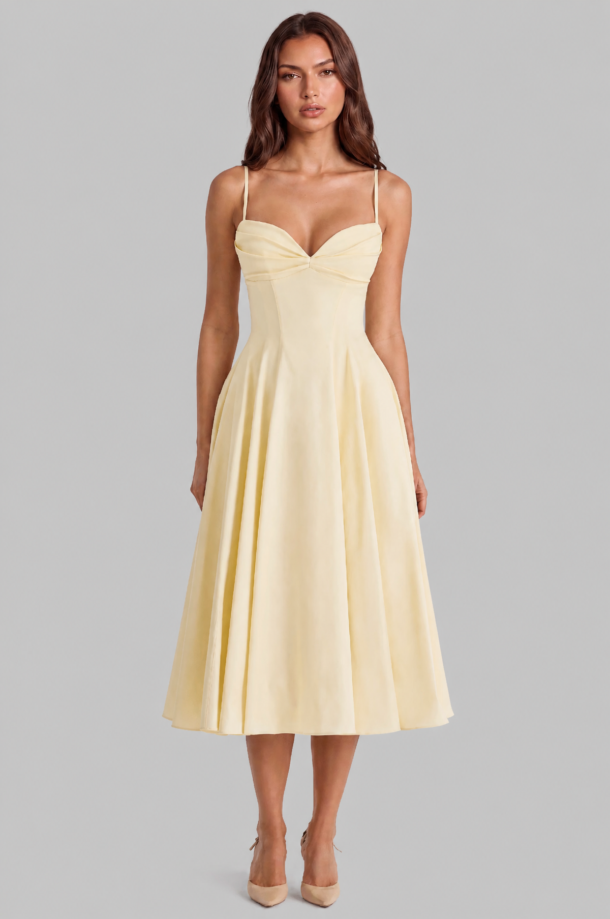 Sweetheart Cami A Line Midi Dress Audrey Calvero