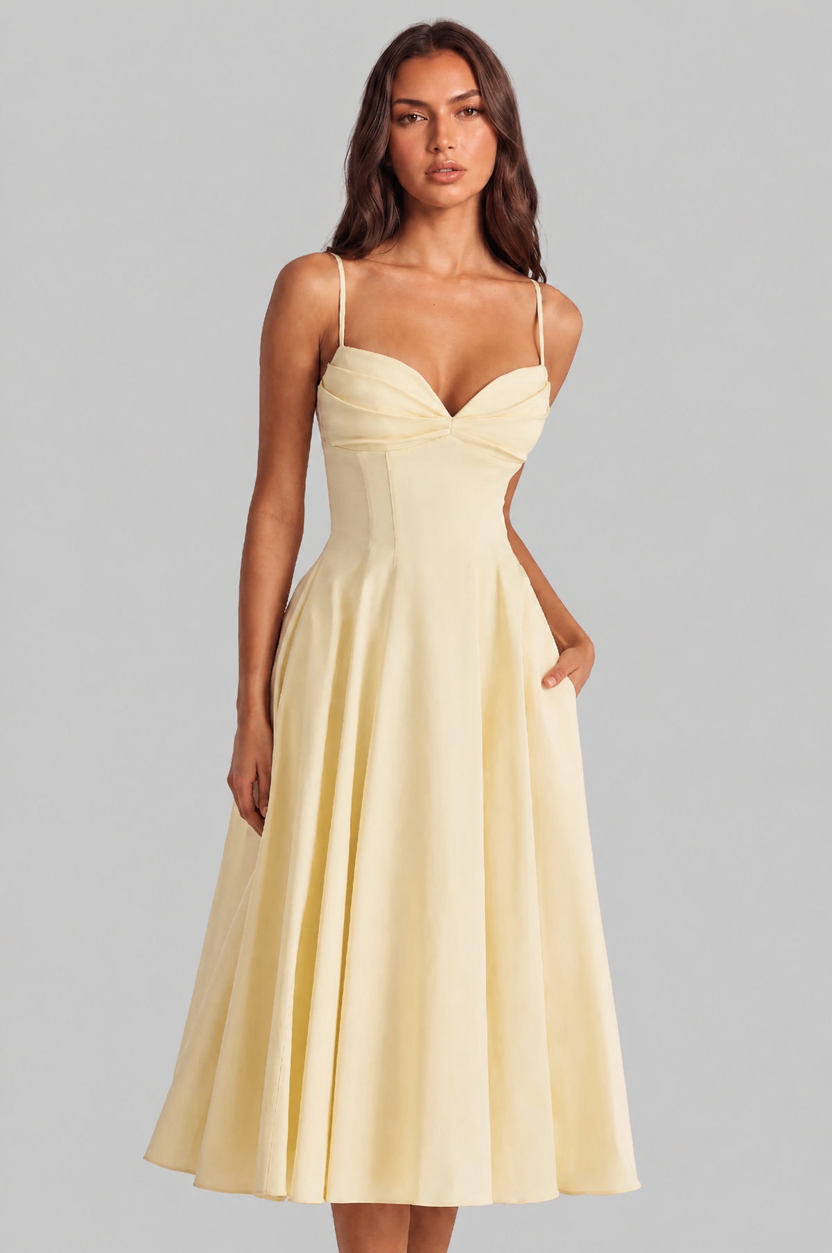 Sweetheart Cami A Line Midi Dress Audrey Calvero