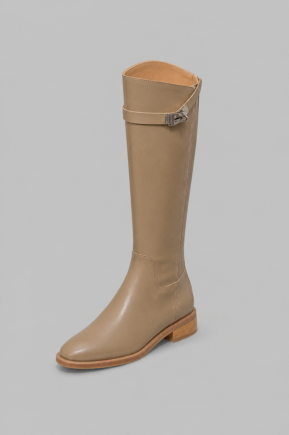 Knee High Riding Boots with Turn Lock Strap Noor Laurent