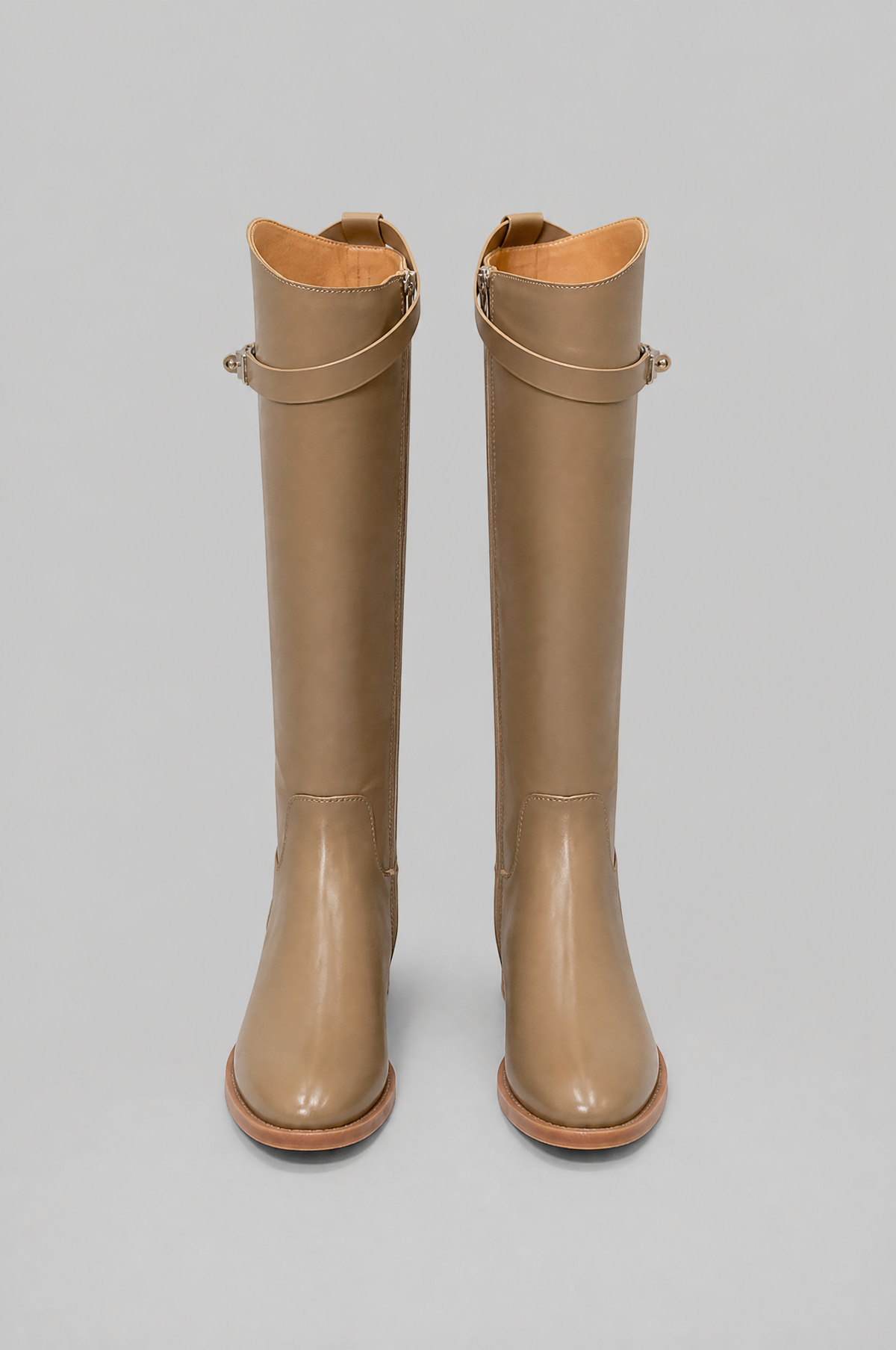 Knee High Riding Boots with Turn Lock Strap Noor Laurent