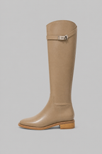 Knee High Riding Boots with Turn Lock Strap Noor Laurent