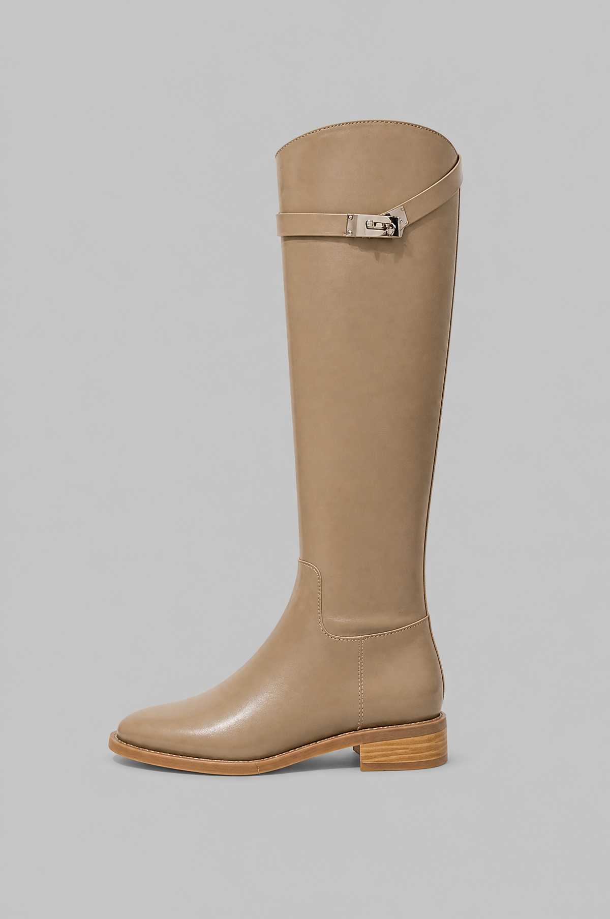 Knee High Riding Boots with Turn Lock Strap Noor Laurent