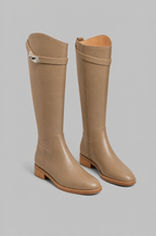 Knee High Riding Boots with Turn Lock Strap Noor Laurent